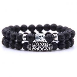 MemphisHerenKralenArmbandLavasteenenBuddhaZwart