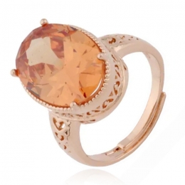 DejaJewelsDamesring-VerstelbaarMetGroteOvaleChampagneZirkoniaSteen