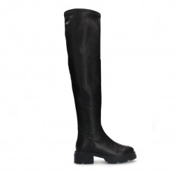 Zwartelerenhogeoverkneelaarzen