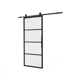 IntersteelDIYschuifdeurCuboinclmatglas2150mmzwartophangsysteemBasicTop