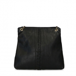 Zwartelerenschoudertas