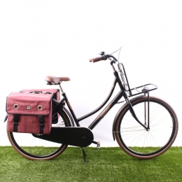 DubbelefietstasCanvasTas52LPaarsrood
