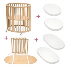 StokkeSleepiMinienuitbreidingsetnaturelmetmatrashoeslaken