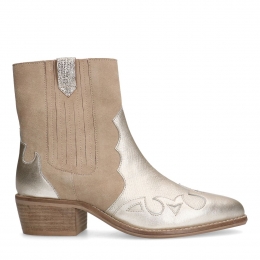 Beigesudemetalliccowboylaarzen