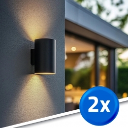 Solarledwandlampupdownlightsverrerond-voordeelsetvan2stuks