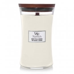 WoodWickGeurkaarsLargeWhiteTeaJasmine611gr