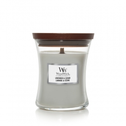 WoodWickGeurkaarsMediumLavenderCedar275gr