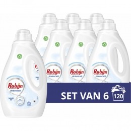 6xRobijnVloeibaarWasmiddelStralendWit20Wasbeurten1liter