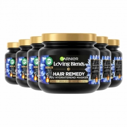 6xGarnierLovingBlendsMagneticCharcoalHaarmasker340ml