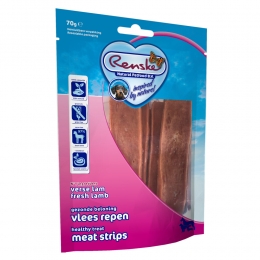 10xRenskeGezondeBeloningVleesrepenHondensnackLam70gr