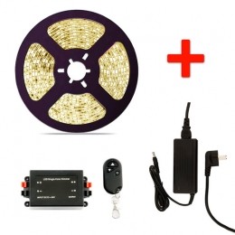 LEDStripSet5Meter72WattmeterWarmWitWaterdichtIP68MetAdapterampDraadlozeDimmer