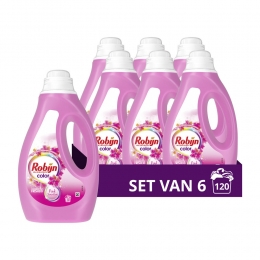 6xRobijnVloeibaarWasmiddelColorPinkSensation20Wasbeurten1liter