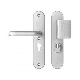 AXAAXAOvalPlusveiligheidsbeslagvoordeurD-knopUkrukPC55metkerntrekbeveiligingSKG3-aluminium