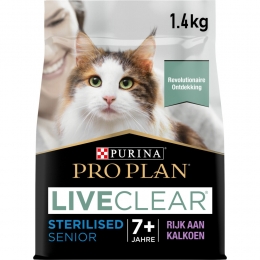 ProPlanLiveClearKattenvoerDroogSterilisedSeniorKalkoen14kg