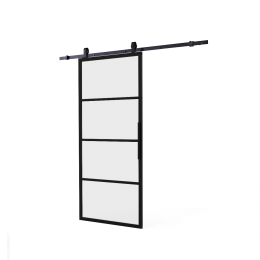 IntersteelDIYschuifdeurCuboinclmatglas2150mmzwartophangsysteemBasicTop