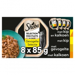 4xShebaMiniFiletsAdultKattenvoerNatvoerGevogelteinSausKuipjes680gr