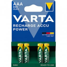 VartaRechargeAccuPowerOplaadbareBatterijenAAA800mAh4stuks