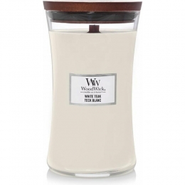 WoodWickGeurkaarsLargeWhiteTeak611gr