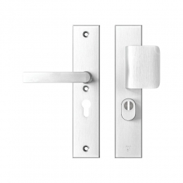 AXAAXAEdgePlusveiligheidsbeslagvoordeurrechthoekigschildD-knopBlok-krukPC55metkerntrekbeveiligingSKG3-aluminium