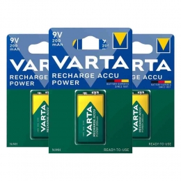 3xVartaRechargeAccuPowerOplaadbareBatterijen9V200mAh