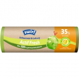 SwirlVuilniszakkenmetTrekbandGeparfumeerdActifFresh35liter9stuks