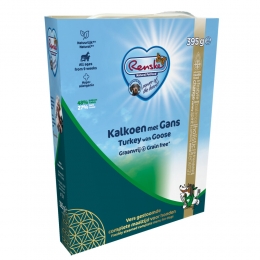 RenskeVersGestoomdCompleteMenuHondenvoerNatKalkoenGansGraanvrij395gr