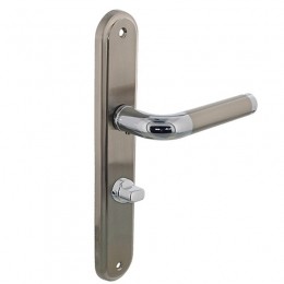 IntersteelDeurkrukAgathaoplangschildmettoilet-badkamersluiting638mm-chroomnikkelmat
