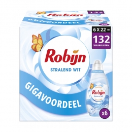 6xRobijnKleinKrachtigWasmiddelStralendWit22Wasbeurten665ml