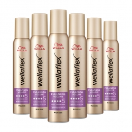 6xWellaFlexFullnessVolumeUltraStrongHaarmousse200ml