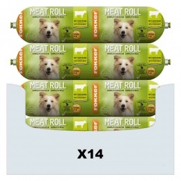 14xFokkerMeatRollHondenvoerNatRund-Zalm350gr