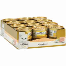 24xGourmetGoldKattenvoerNatMousseKalkoen85gr