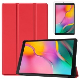 SamsungGalaxyTabA1012019hoes-Tri-FoldBookCaseScreenprotector-Rood