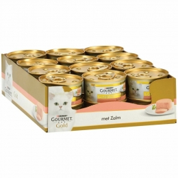 24xGourmetGoldKattenvoerNatMousseZalm85gr
