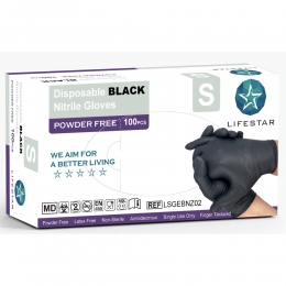 HandschoenenNitrilPoedervrijZwartS100stuks