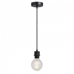 Pendelhanglampzwartmetschroefdraadvoorkap-E27-100cm-LeenBakker