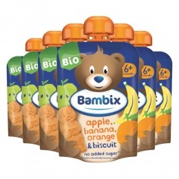 6xBambixKnijpzakjeAppelBanaanSinaasappelKoekjesBio6mnd100gr