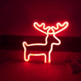 LEDNeonWandlampElandOpBatterijenenUSB28x25x2cmRood