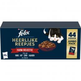 FelixKattenvoerNatMultipackHeerlijkeReepjesinSaus44x85gr