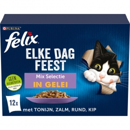 FelixKattenvoerNatinGeleiElkeDagFeestMixSelectie12x85gr