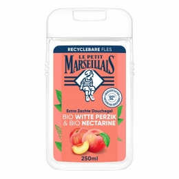 12xLePetitMarseillaisDouchegelBioWhitePeachBioNectarine250ml