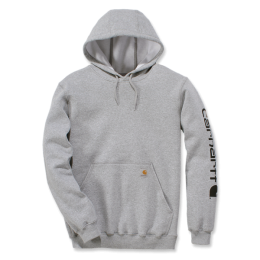 CarharttSleeveLogoHoodedSweatshirtHeatherGrayBlack-M