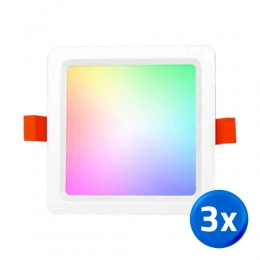 RGBWWledvierkantedownlight9watt-voordeelsetvan3stuks