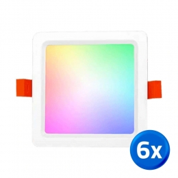 RGBWWledvierkantedownlight9watt-voordeelsetvan6stuks