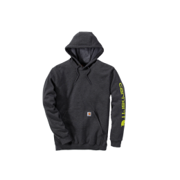 CarharttSleeveLogoHoodedSweatshirtCarbonHeather-S