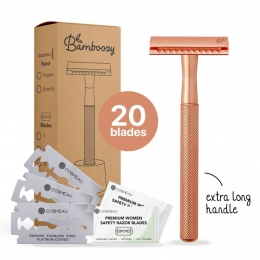 BamboozySafetyRazor20MesjesRosGoud1set