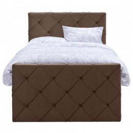 BoxspringmetvoetbordLivgeruit-bruin-120x200cm-vierkantepoot-LeenBakker