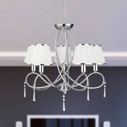 SearchlightSimplicitykroonluchter5-lampsstofchroomwitE14