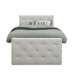BoxspringmetvoetbordLivgeruit-ecru-120x200cm-rondepoot-LeenBakker