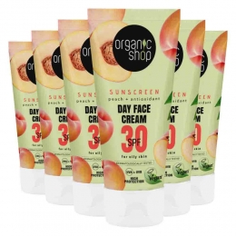 6xOrganicShopZonnebrandcrmeGezichtSPF30Vettehuid50ml