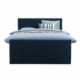 BoxspringmetvoetbordLivgeblokt-blauw-140x200cm-rondepoot-LeenBakker